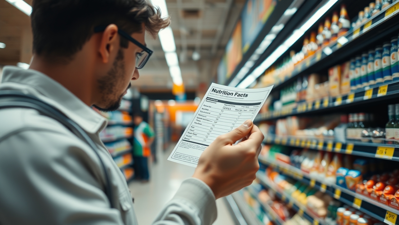Shopper checking ingredients and costco rotisserie chicken nutrition label