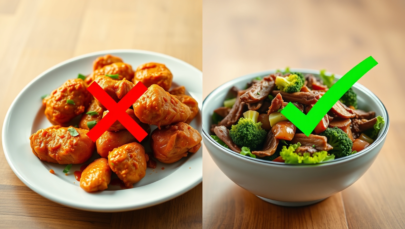 Comparison of healthy and unhealthy Panda Express menu items.