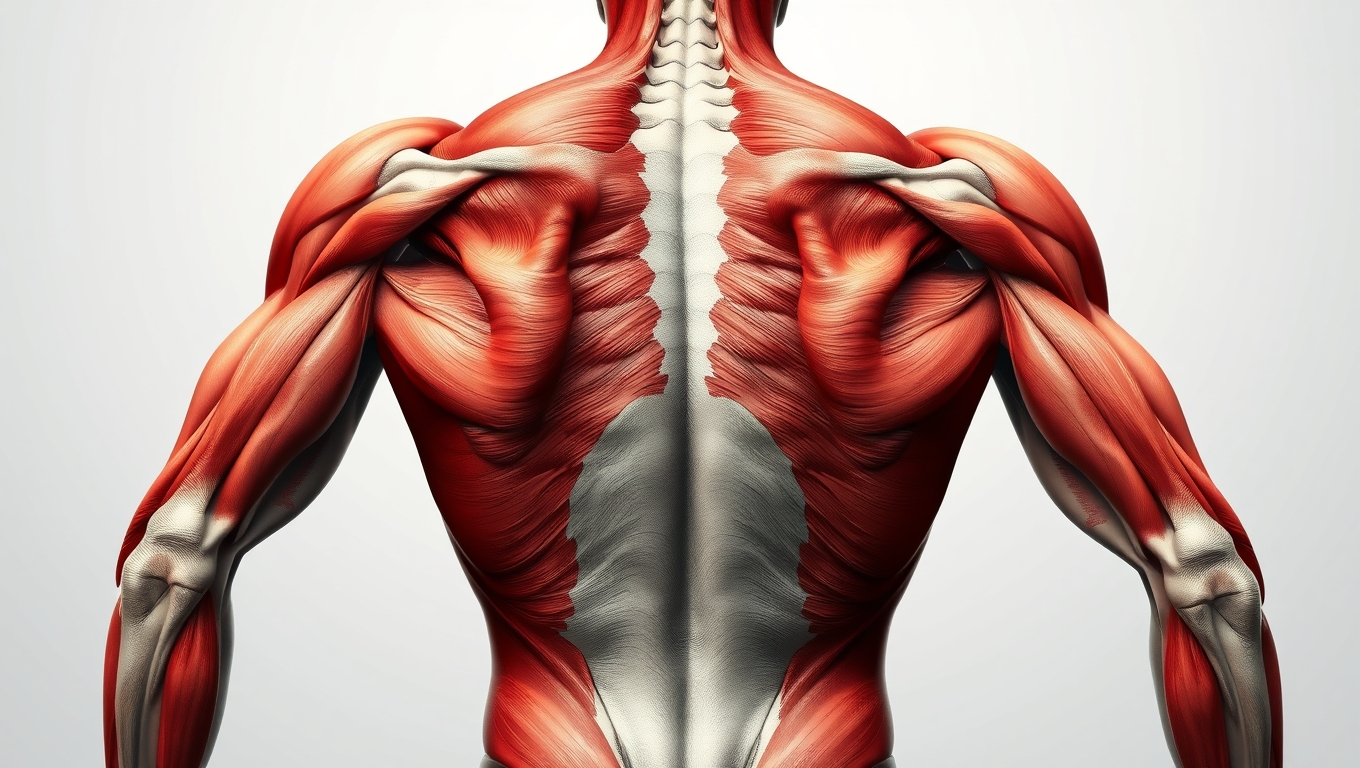 Diagram showing the muscles targeted in a dumbbell back and bicep workout