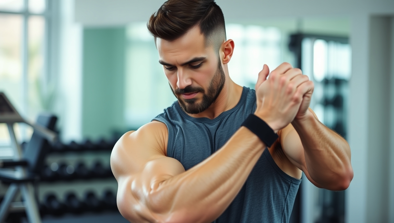 Male trainer performing a curl for a dumbbell back and bicep workout