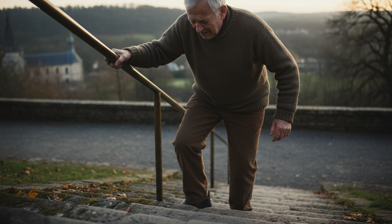 Person unable to walk down stairs, a classic example of funny workout quotes regarding leg day