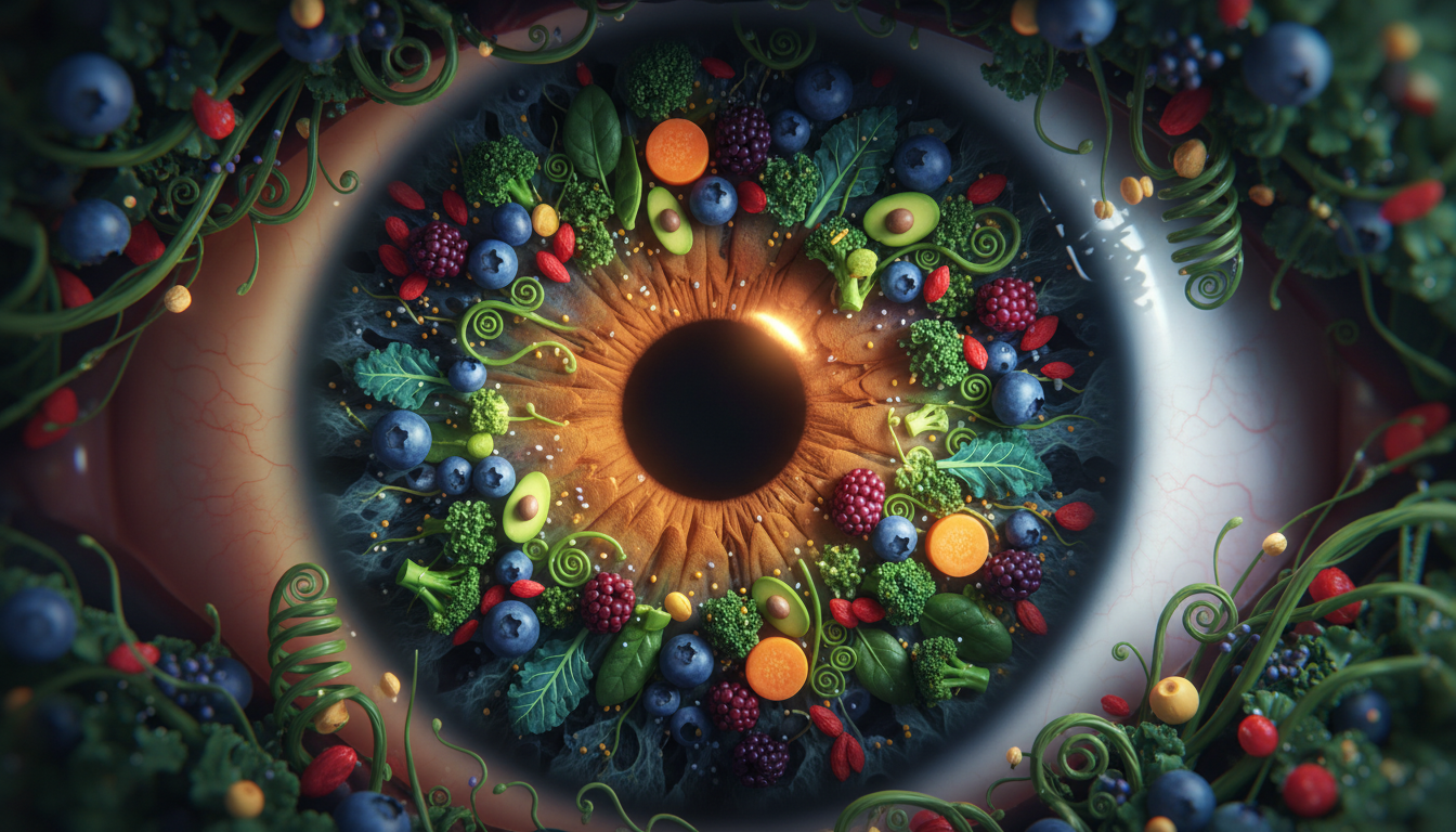 Healthy foods rich in lutein and zeaxanthin for retina protection.